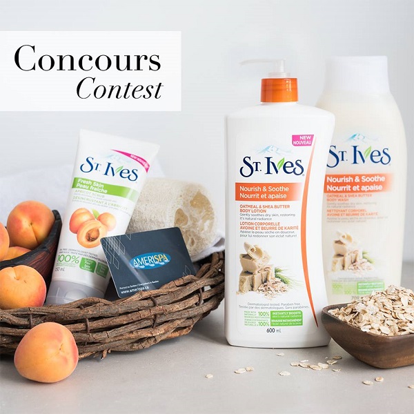 Concours Gagnez l’un des trois ensembles comprenant des certificats-cadeaux Amerispa et des produits naturels St Ives!