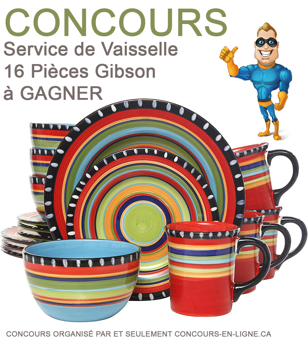 CONCOURS EXCLUSIF - Concours Service de Vaisselle 16 Pièces Gibson à Gagner
