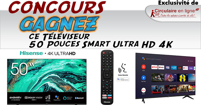 Concours Gagnez ce Téléviseur 50 Pouces Smart Ultra HD 4K