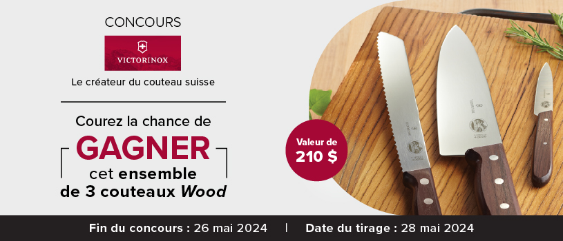 Concours Linen Chest - Gagnez un ensemble de 3 couteaux « Wood » par Victorinox!